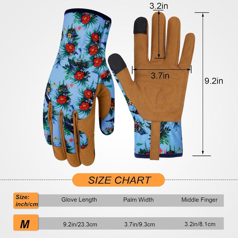 MERTURN Store قفازات حديقة جلدية للنساء مقاومة للأشواك قفازات عمل تعمل باللمس هدايا، م - Image 2